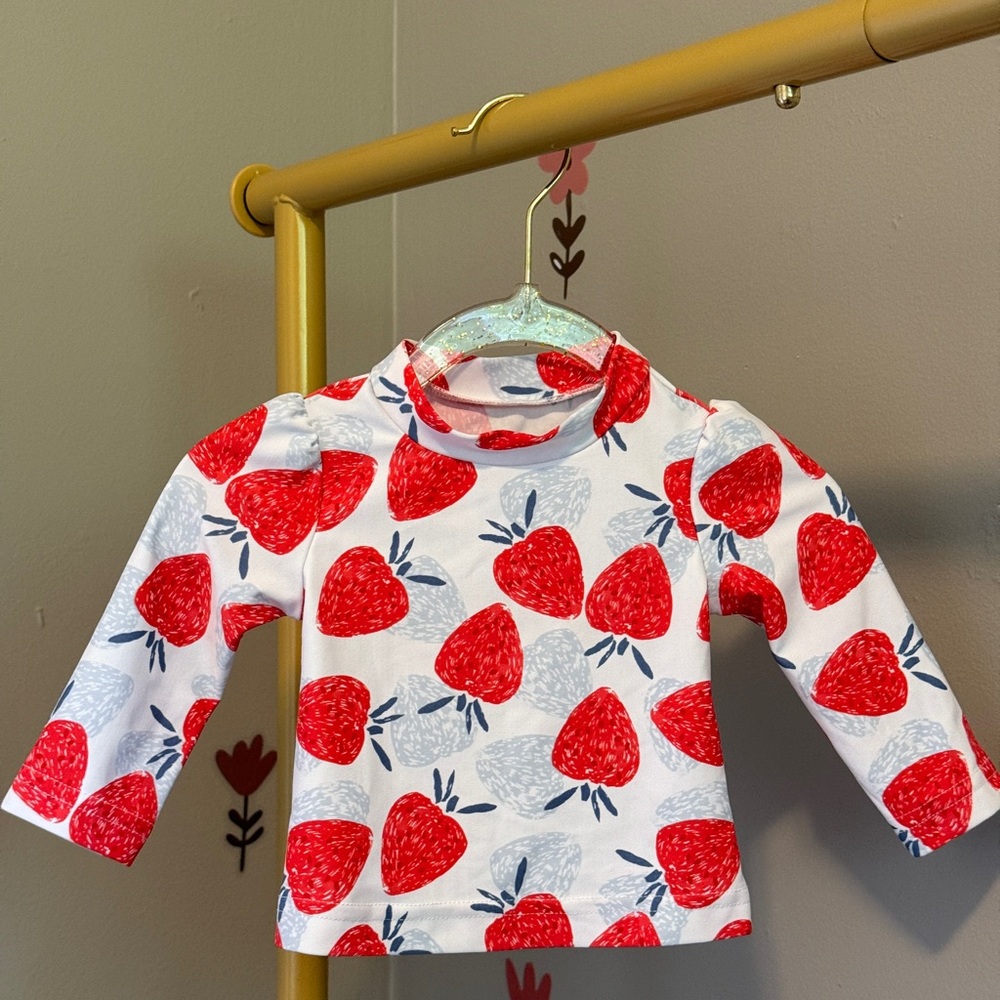 Strawberry Print Kids Shirt - Red & White